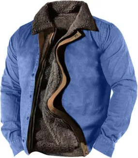 Ymosrh Men's Casual Jacket Sherpa Fleece Lined Jackets Long Sleeve Zip Up Winter Work Coats Hooded Jacket, M-4XL