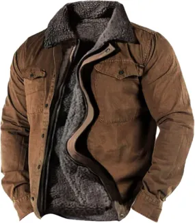 Ymosrh Men's Casual Jacket Sherpa Fleece Lined Jackets Long Sleeve Zip Up Winter Work Coats Hooded Jacket, M-4XL