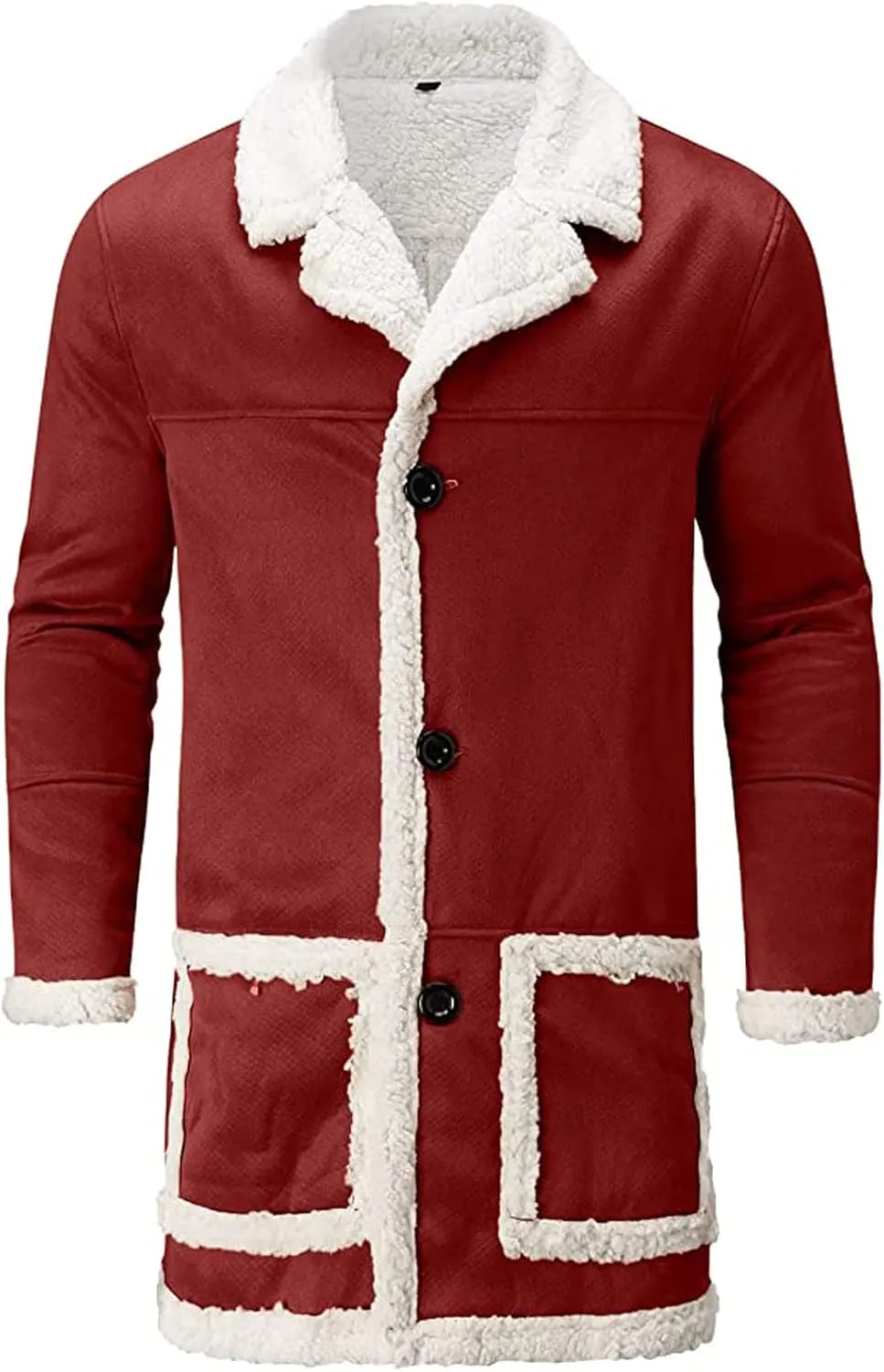 Ymosrh Men's Warm Coat Casual Sherpa Fleece Lined Jackets Winter Fur Collar Long Trench Coats with Pockets Jacket, M-5XL