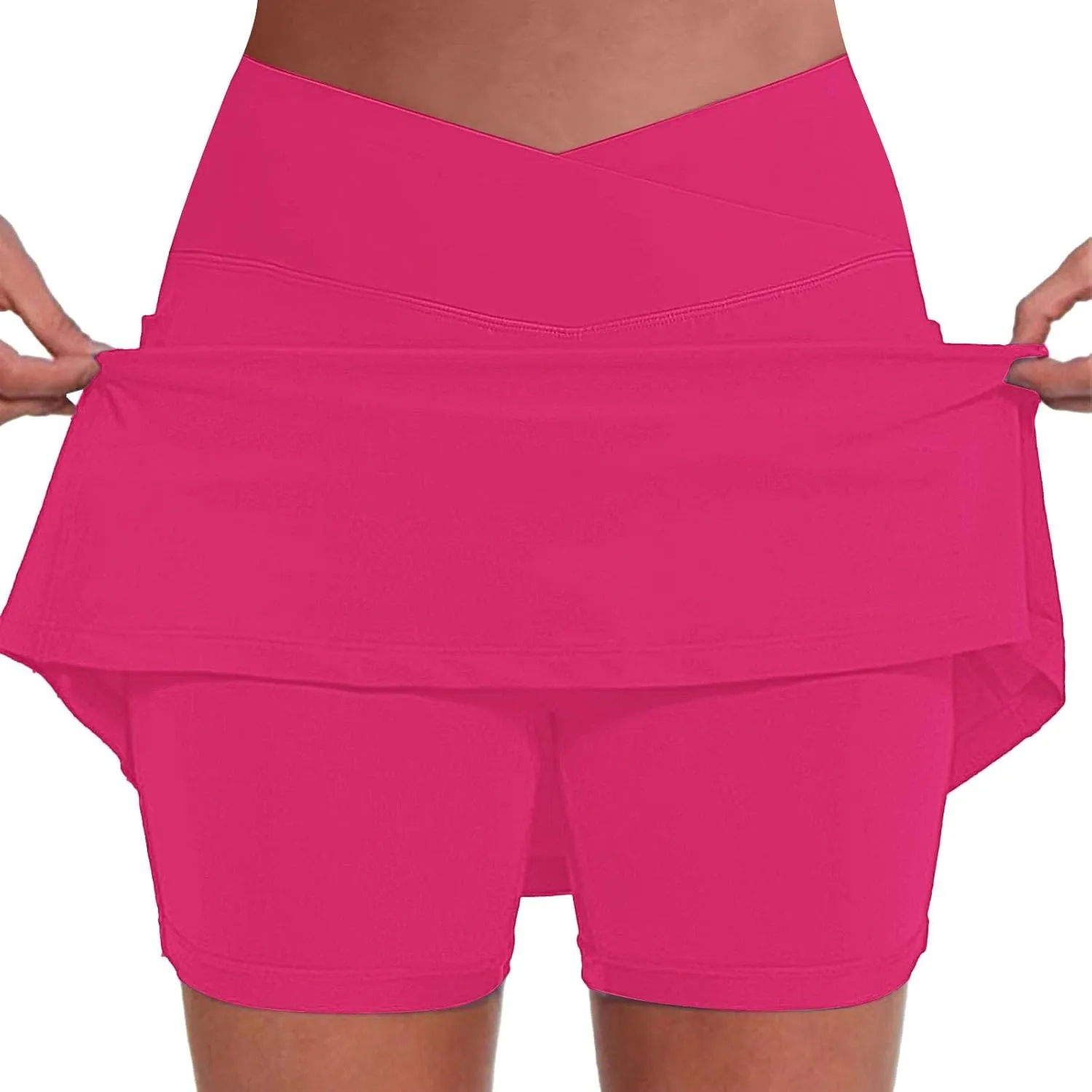 ZYXTIM Golf Skirts for Women with Shorts Crossover High Waisted Athletic Skorts Plus Size Stertch Quick Dry Workout Skirt