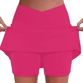 ZYXTIM Golf Skirts for Women with Shorts Crossover High Waisted Athletic Skorts Plus Size Stertch Quick Dry Workout Skirt